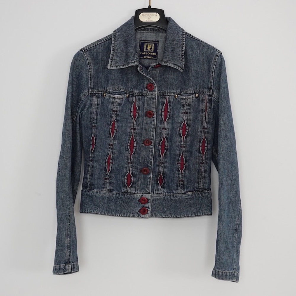 Jeans jacket size S Cappopera Italy designer’s 100% cotton denim